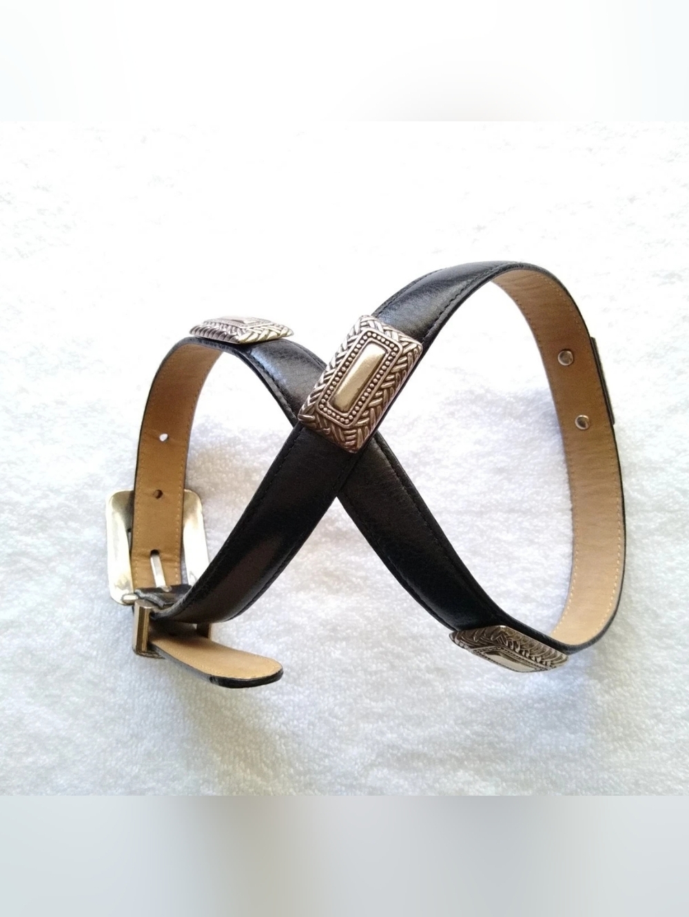 Vintage Black Leather Brighton Belt Size Medium M 45903